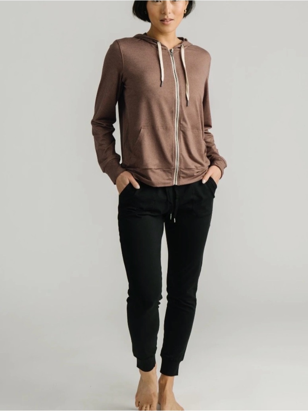 NWT Brown Downtime Zip Hoodie - Picture 2 of 7